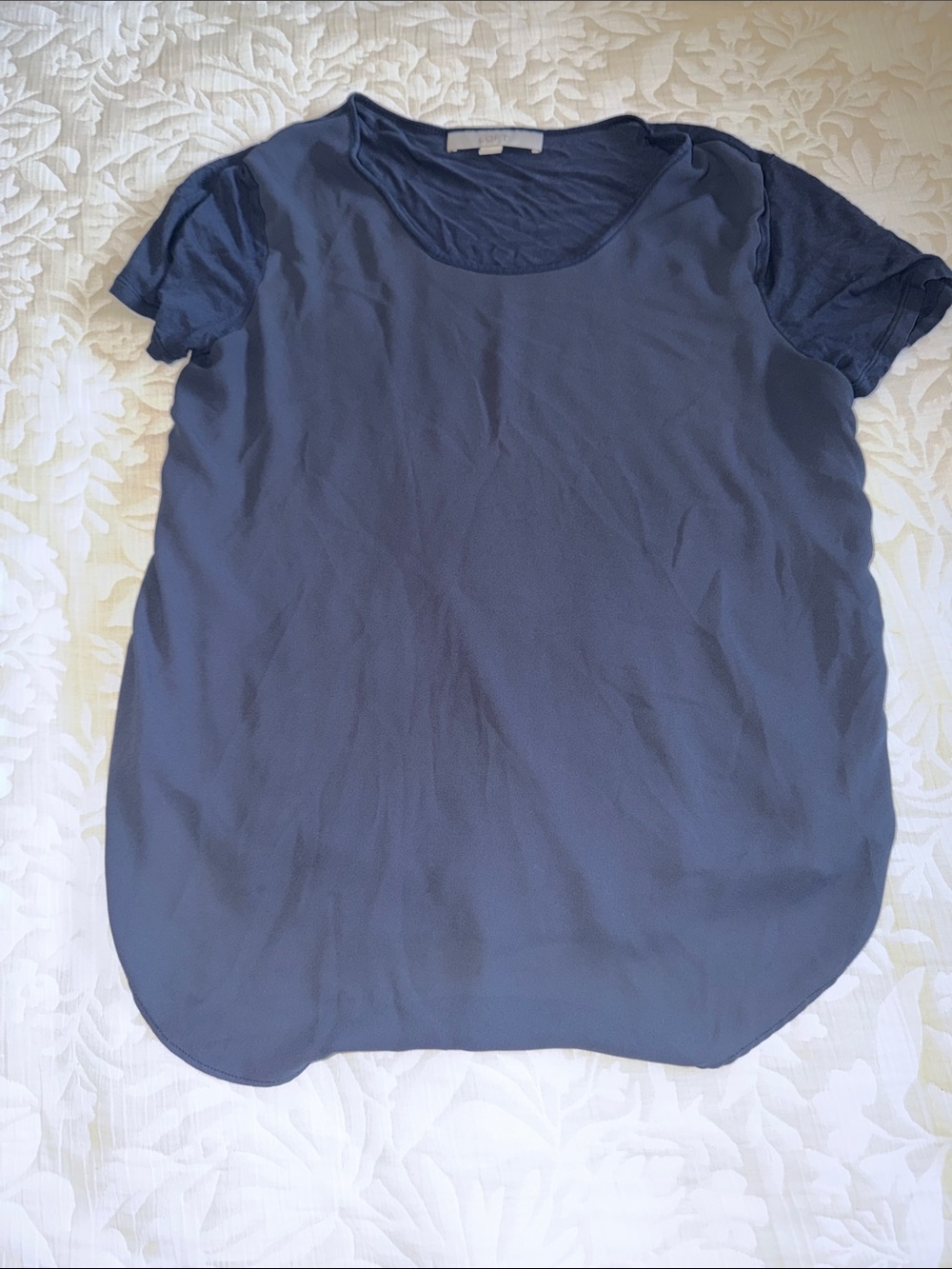 LOFT Navy Scoop Neck Short Sleeve Top